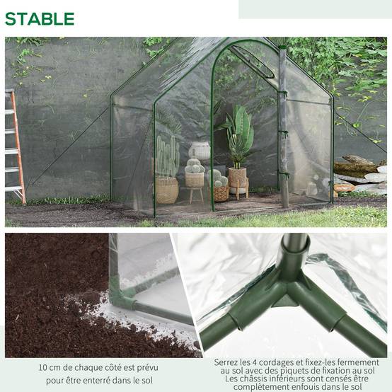 Serre pour Tomates 1,8 x 1 x 1,68 m, Structure en Acier, Bâche Plastique Imperméable, Porte Enroulable - Image 8