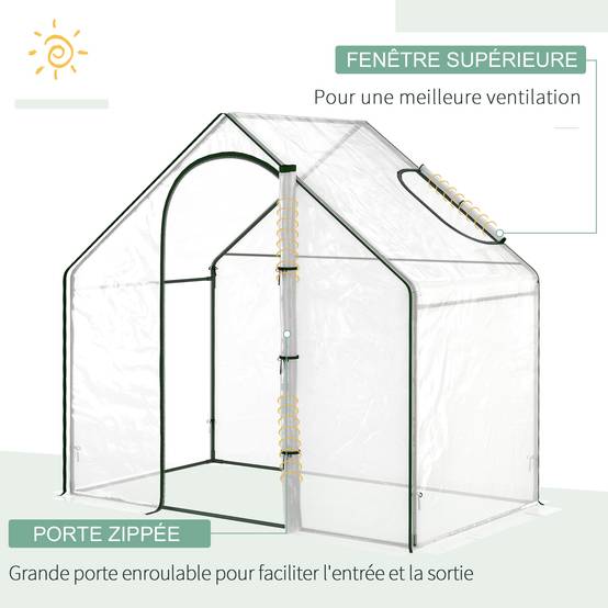 Serre pour Tomates 1,8 x 1 x 1,68 m, Structure en Acier, Bâche Plastique Imperméable, Porte Enroulable - Image 6