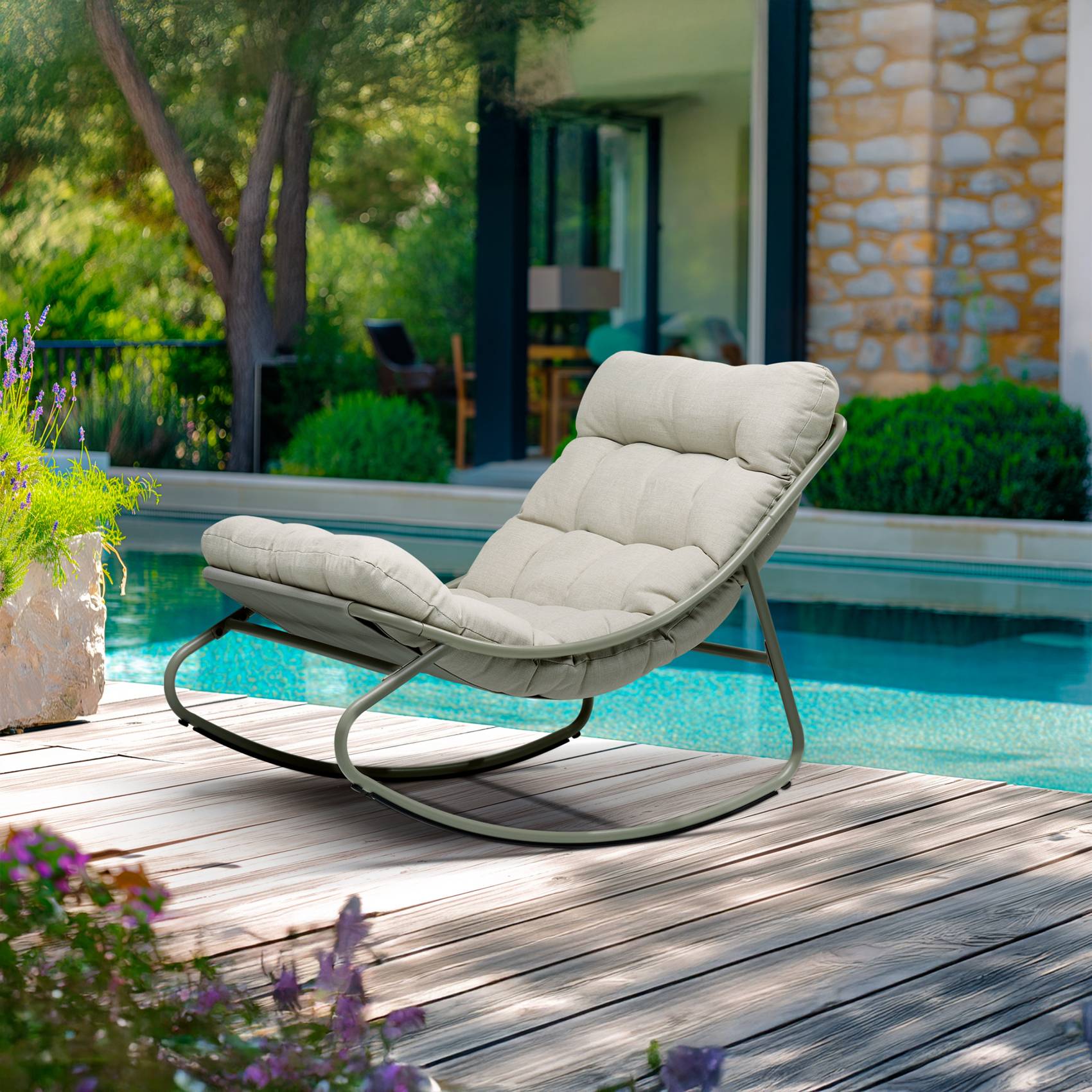 Fauteuil à bascule avec coussin rembourré Relax - Image 5