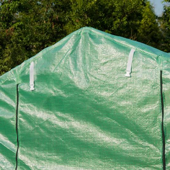 Serre tunnel de 4 x 2 x 2 m avec 8 fenêtres grillagées et une porte, idéale pour un potager sur une terrasse ou dans un jardin. - Image 10