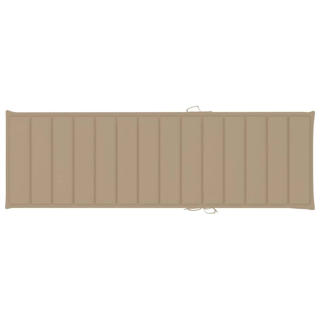 Chaise longue | Transat | Bain de soleil double et coussins beige Bois de pin imprégné - Image 6