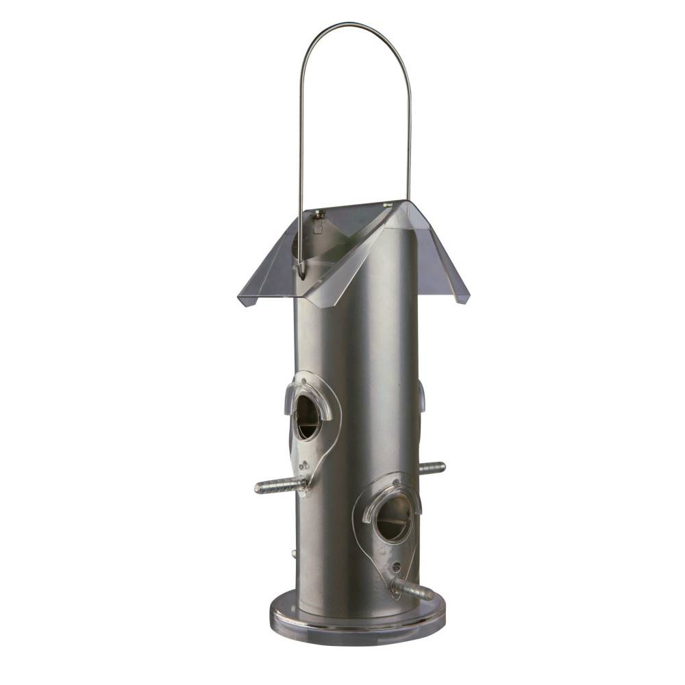 animallparadise - Mangeoire  colonne extérieure 800 ml et 25 cm grise pour oiseaux - Image 1