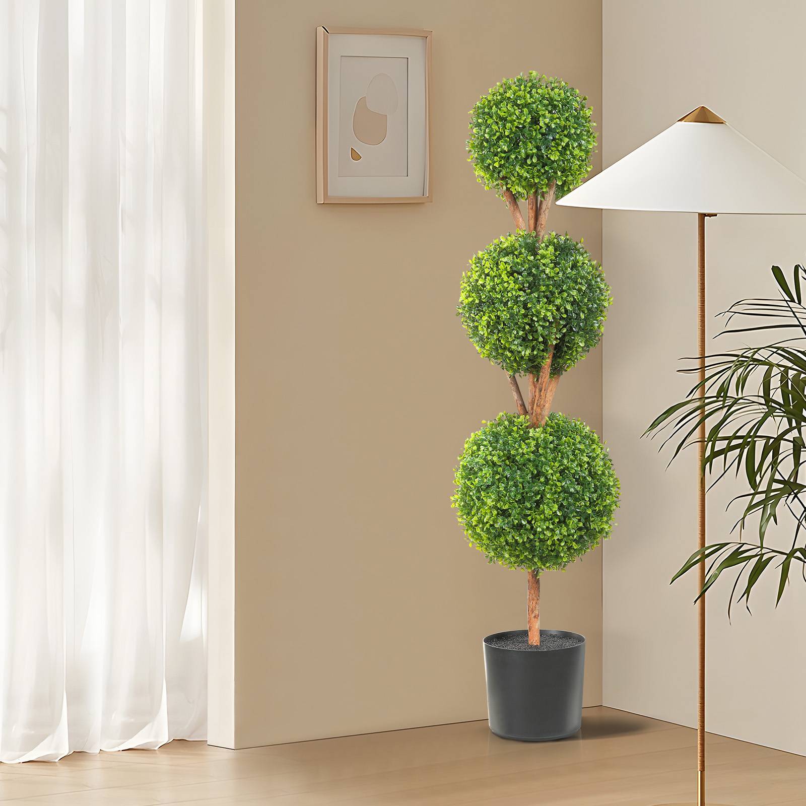VEVOR Buis Topiaire Artificiel 2 Plantes Déco 122 cm 10 Feuilles Remplaçables - Image 8