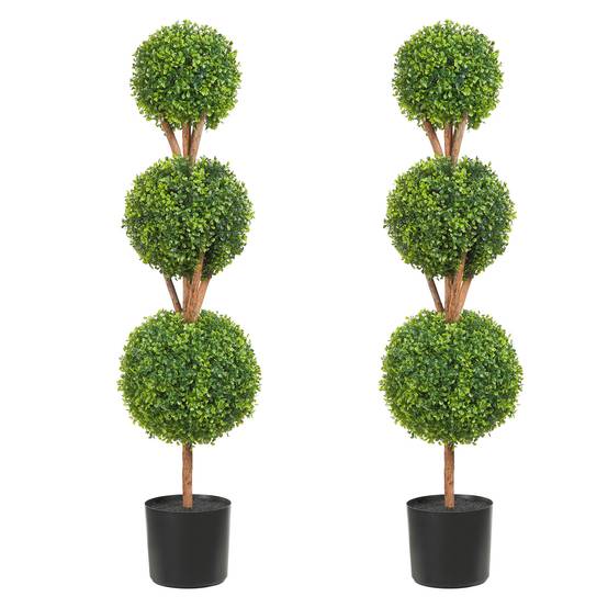 VEVOR Buis Topiaire Artificiel 2 Plantes Déco 122 cm 10 Feuilles Remplaçables - Image 1
