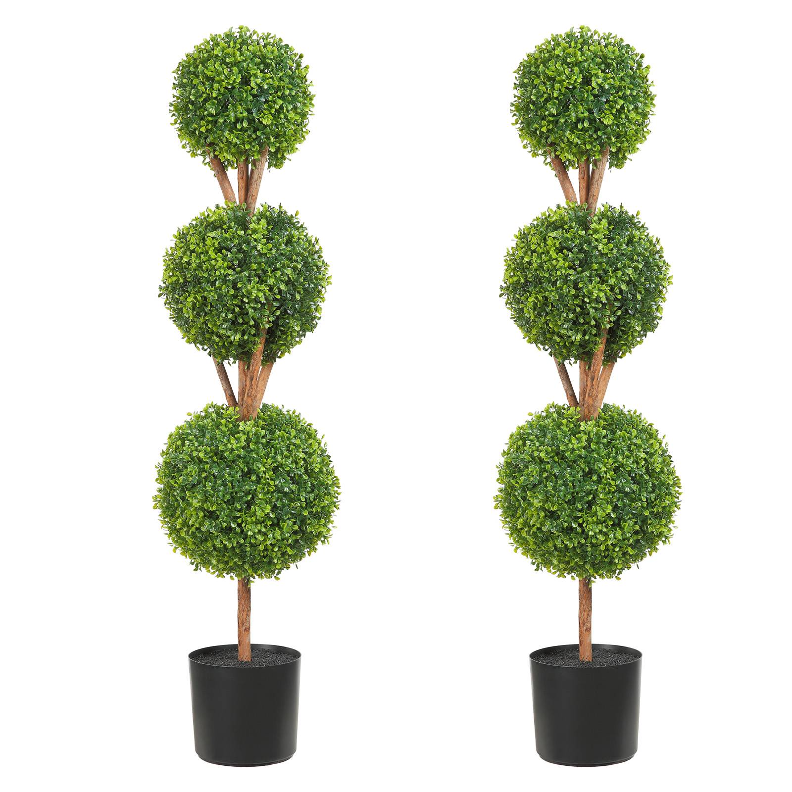 VEVOR Buis Topiaire Artificiel 2 Plantes Déco 122 cm 10 Feuilles Remplaçables - Image 1
