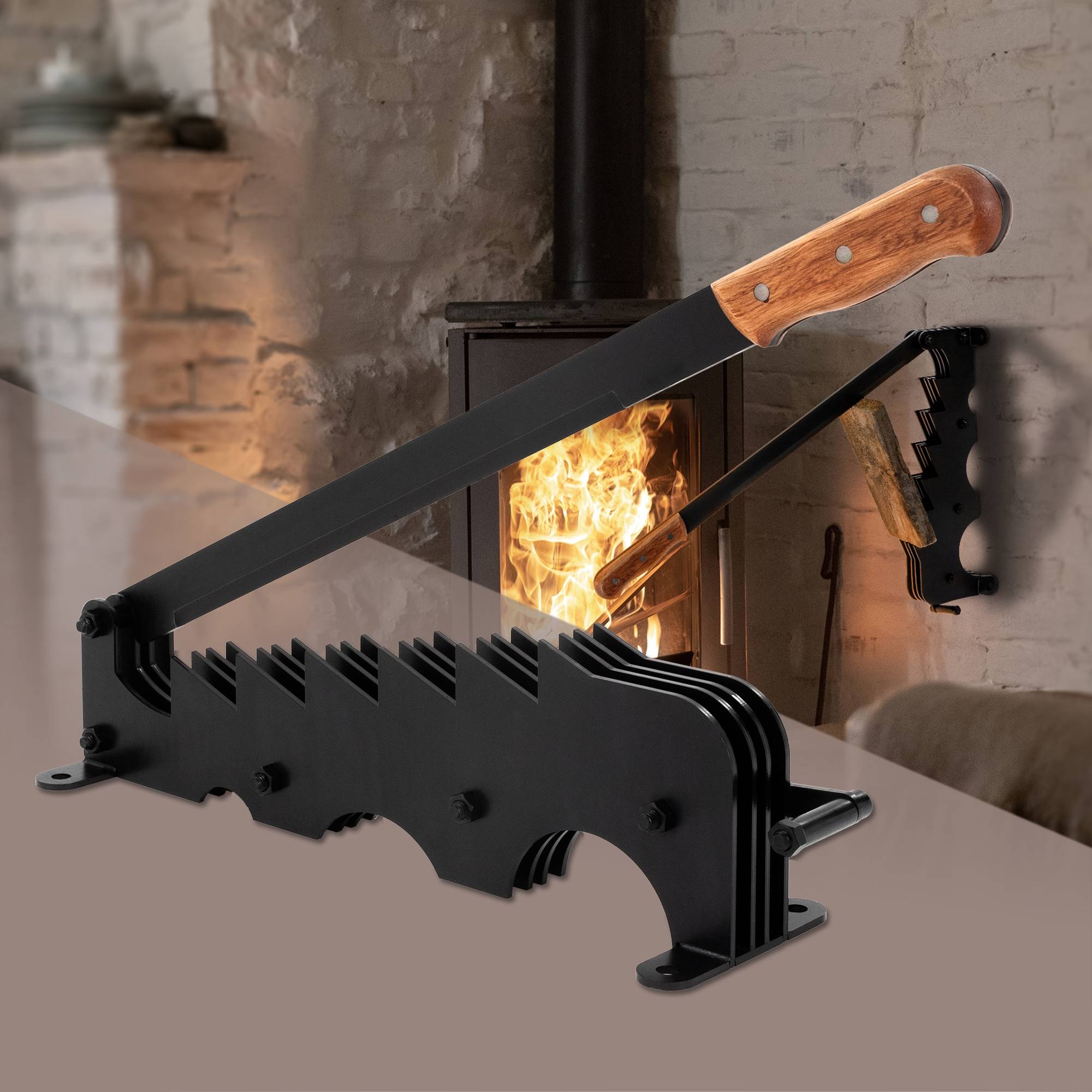 Couteau à copeaux fendeur de bûches fendeuse à main bois noir avec poignée - Image 2
