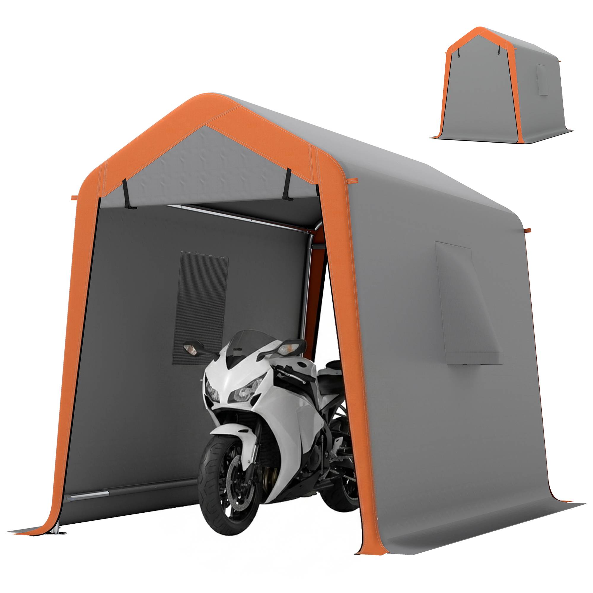 ComfortXL - Garage Portable Métal Galvanisé pour Moto et Vélo Étanche 2,4x1,8 m Gris Clair - ComfortXL Outdoor Living - Image 2