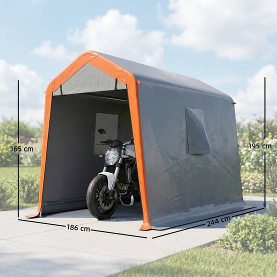 ComfortXL - Garage Portable Métal Galvanisé pour Moto et Vélo Étanche 2,4x1,8 m Gris Clair - ComfortXL Outdoor Living - Image 5