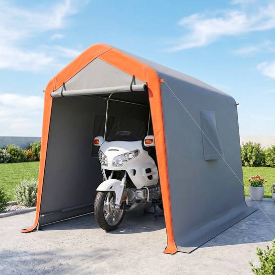 ComfortXL - Garage Portable Métal Galvanisé pour Moto et Vélo Étanche 2,4x1,8 m Gris Clair - ComfortXL Outdoor Living - Image 4