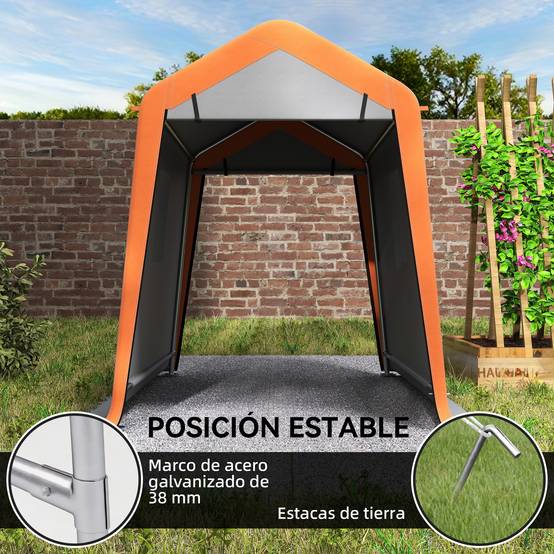 ComfortXL - Garage Portable Métal Galvanisé pour Moto et Vélo Étanche 2,4x1,8 m Gris Clair - ComfortXL Outdoor Living - Image 7