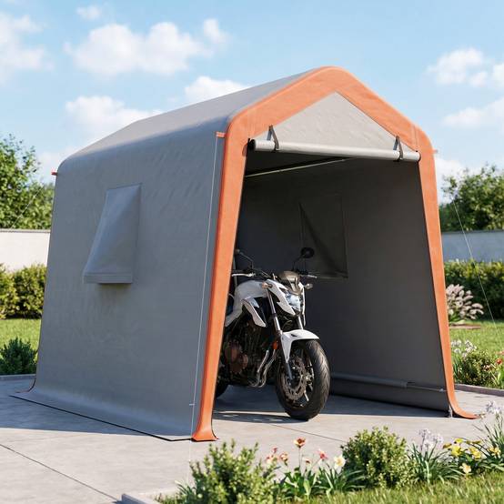 ComfortXL - Garage Portable Métal Galvanisé pour Moto et Vélo Étanche 2,4x1,8 m Gris Clair - ComfortXL Outdoor Living - Image 3