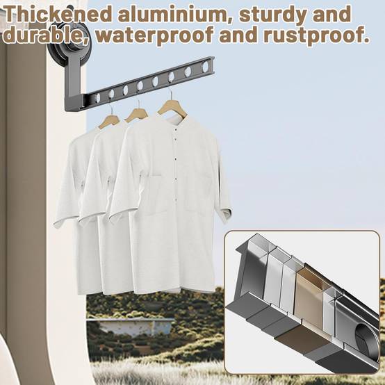Séchoir à linge mural pliable à ventouses, étendoir à linge mural en aluminium pour chambre, salle de bain, buanderie, 8 trous (gris)-Lytech - Image 4
