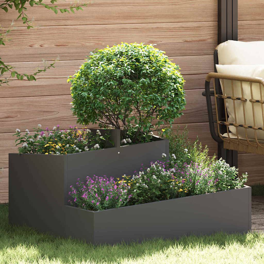 ComfortXL - Grand cache-pot carré en acier pour extérieur Noir 80x80 cm – ComfortXL Outdoor Living - Image 1
