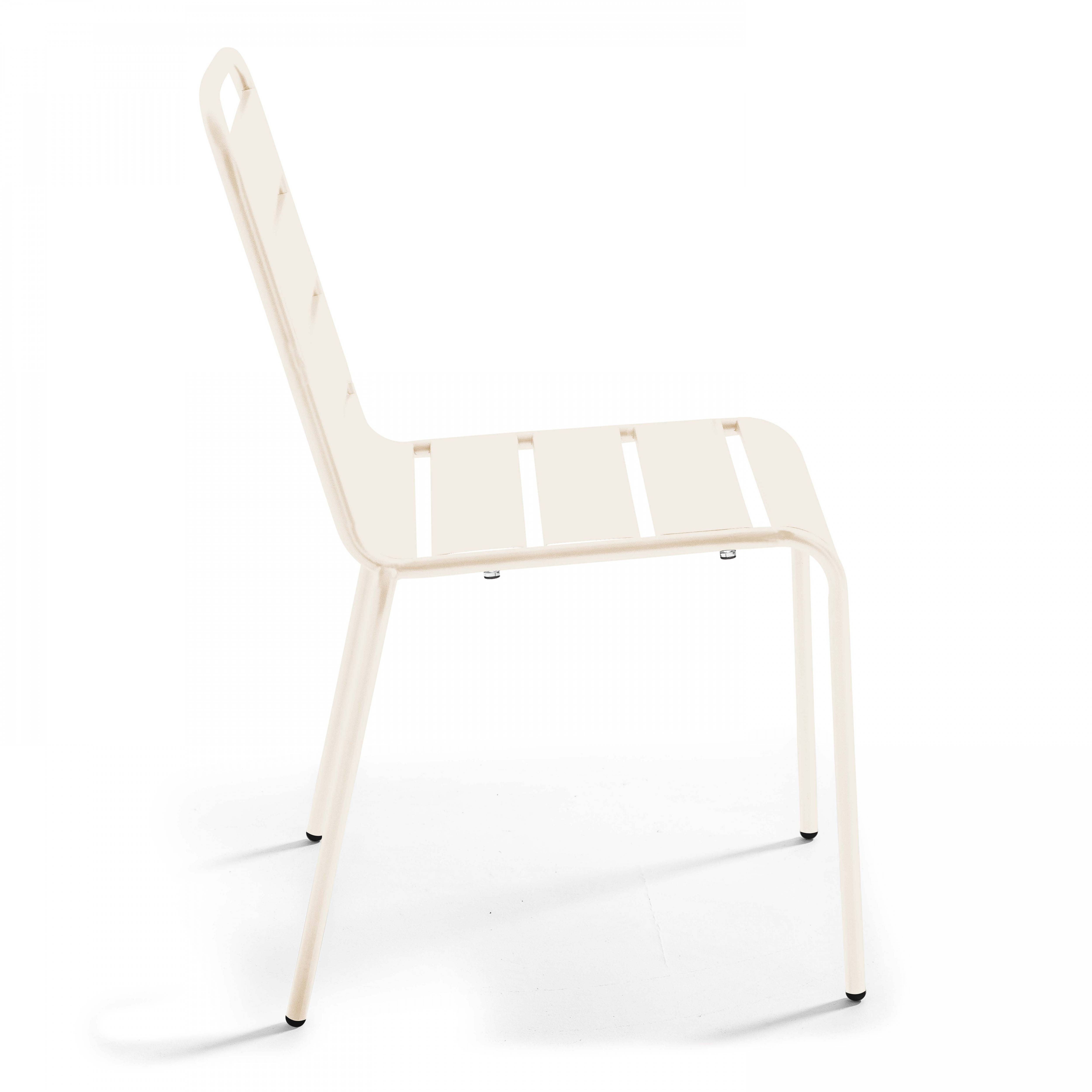 Oviala - Ensemble table de jardin et 4 fauteuils en métal ivoire Palavas - Oviala - Image 5