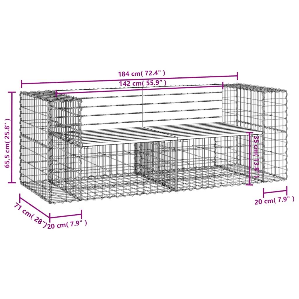 Maison Chic - Banc de jardin - Banc d'extérieur - Banquette design gabion 184x71x65,5 cm bois massif douglas - Image 7