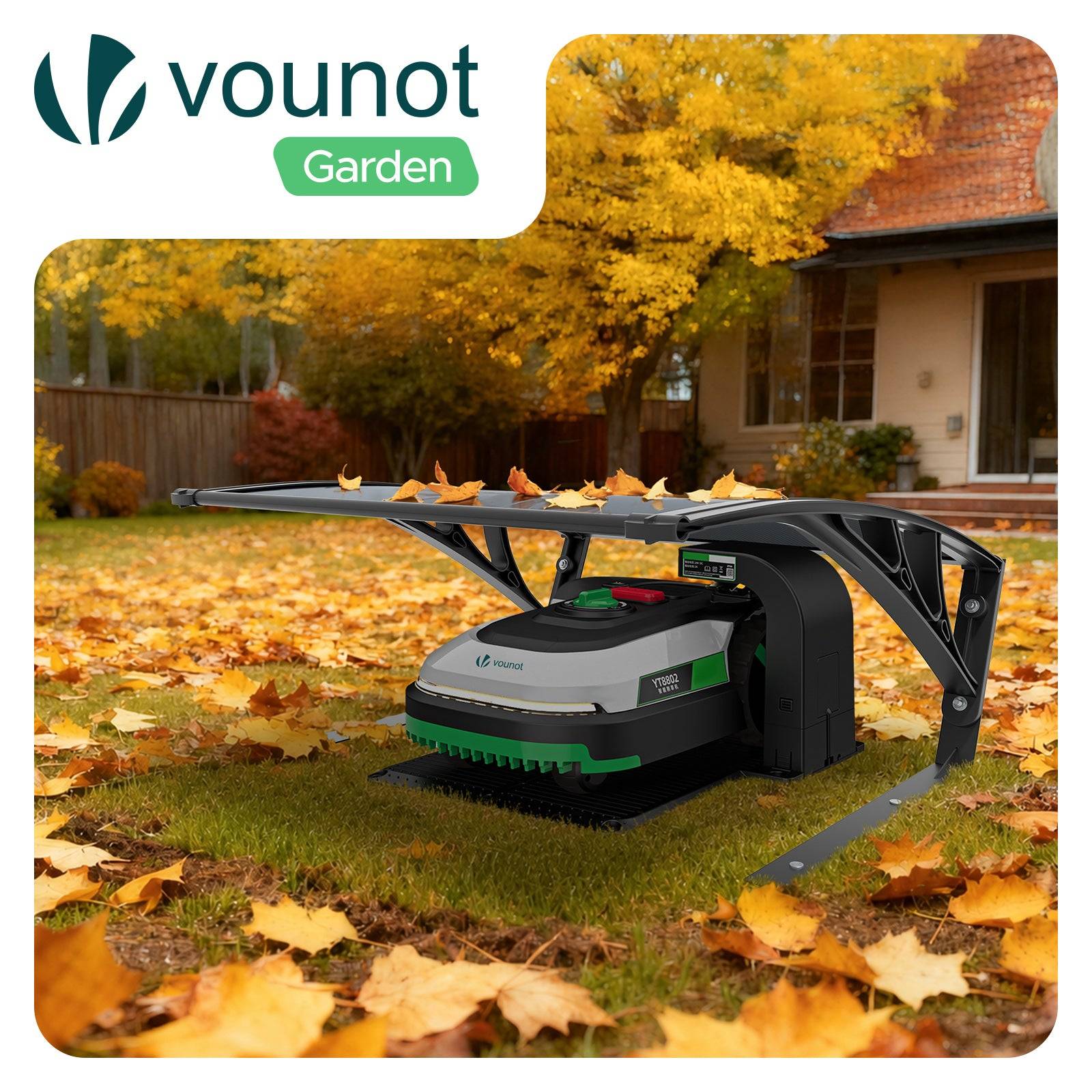 Vounot - Garage de tondeuse robot 82x80x46cm - Abri pour robot avec pied en métal - Gris - VOUNOT® - Image 6