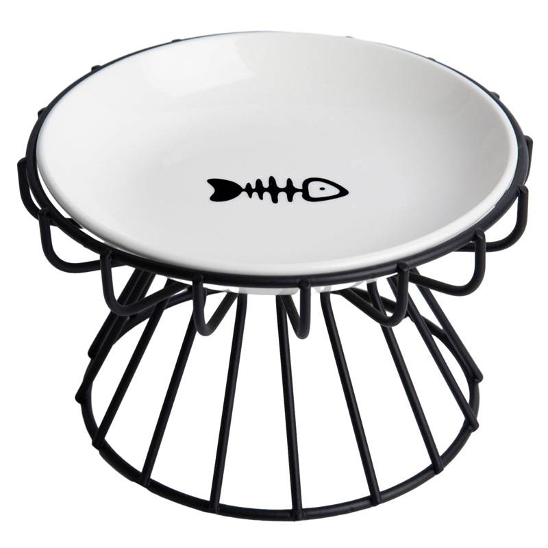 DtopbuyAge - Bol a Chat Sureleve Ceramique Support Metal Nourriture Seche et Humide Respectueux des Moustaches DtopbuyAge - Image 1