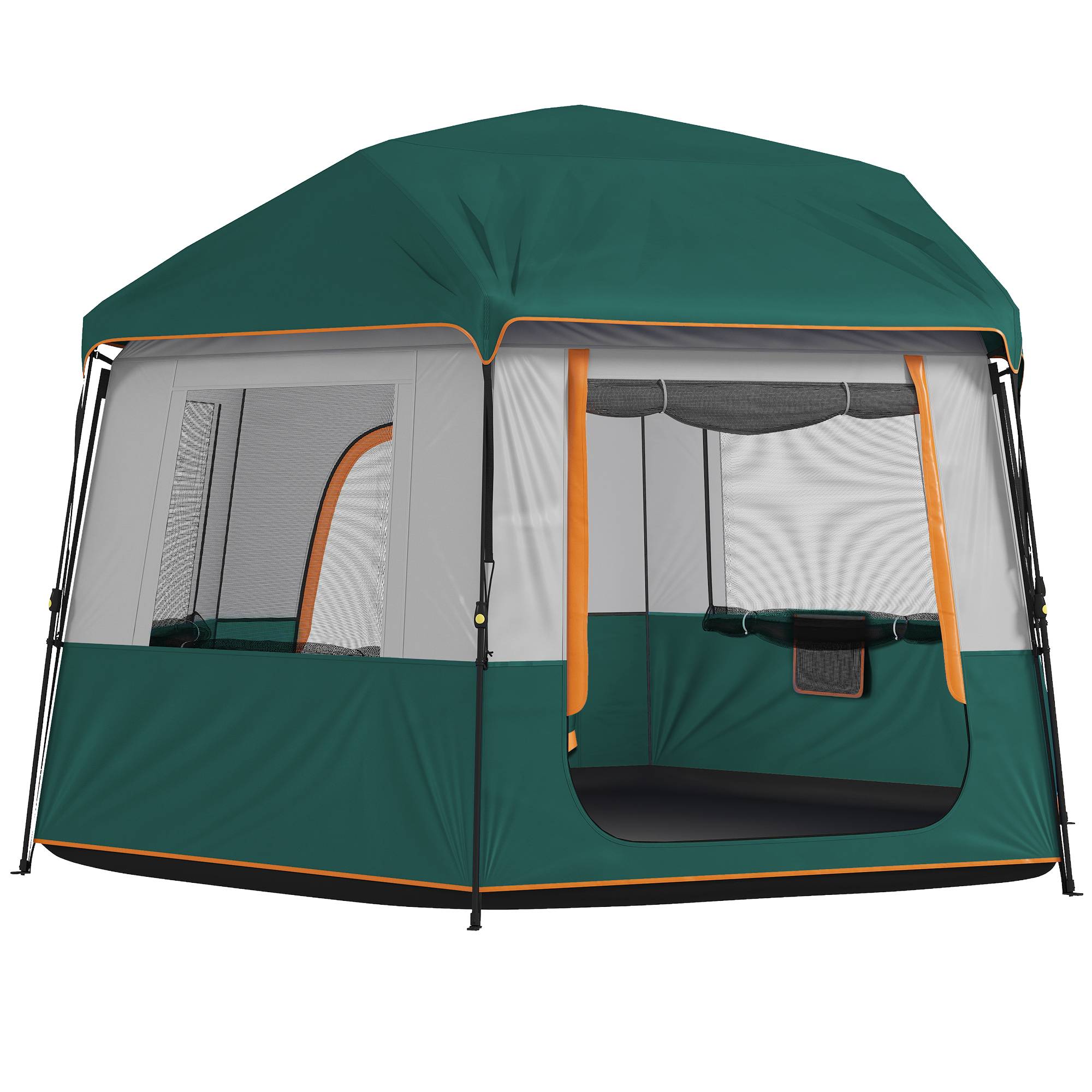 Sans Marque - Tente camping 4-6 pers., stable, 3000mm imperméable, familiale, toit amovible, UV30+, vert - Image 1