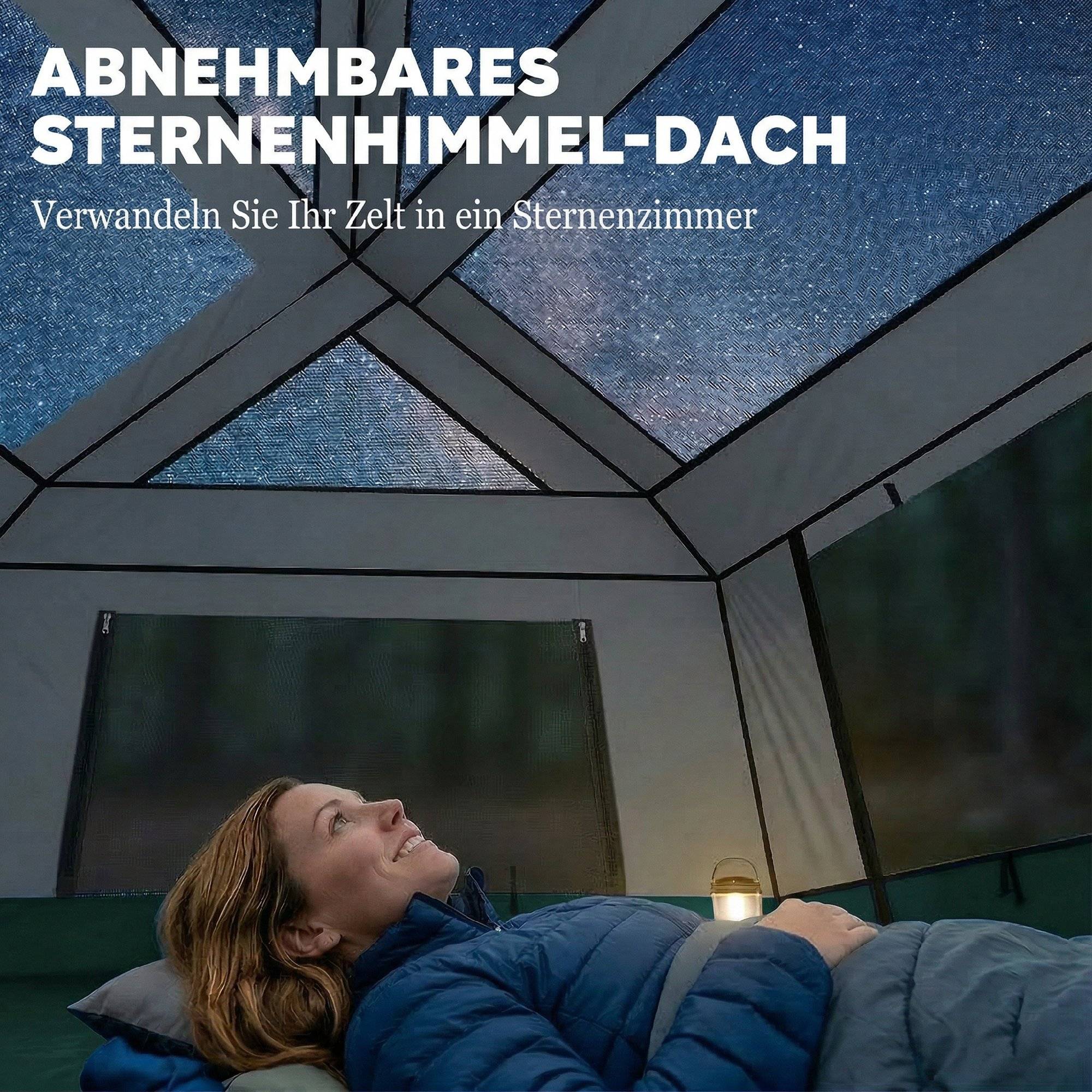Sans Marque - Tente camping 4-6 pers., stable, 3000mm imperméable, familiale, toit amovible, UV30+, vert - Image 7