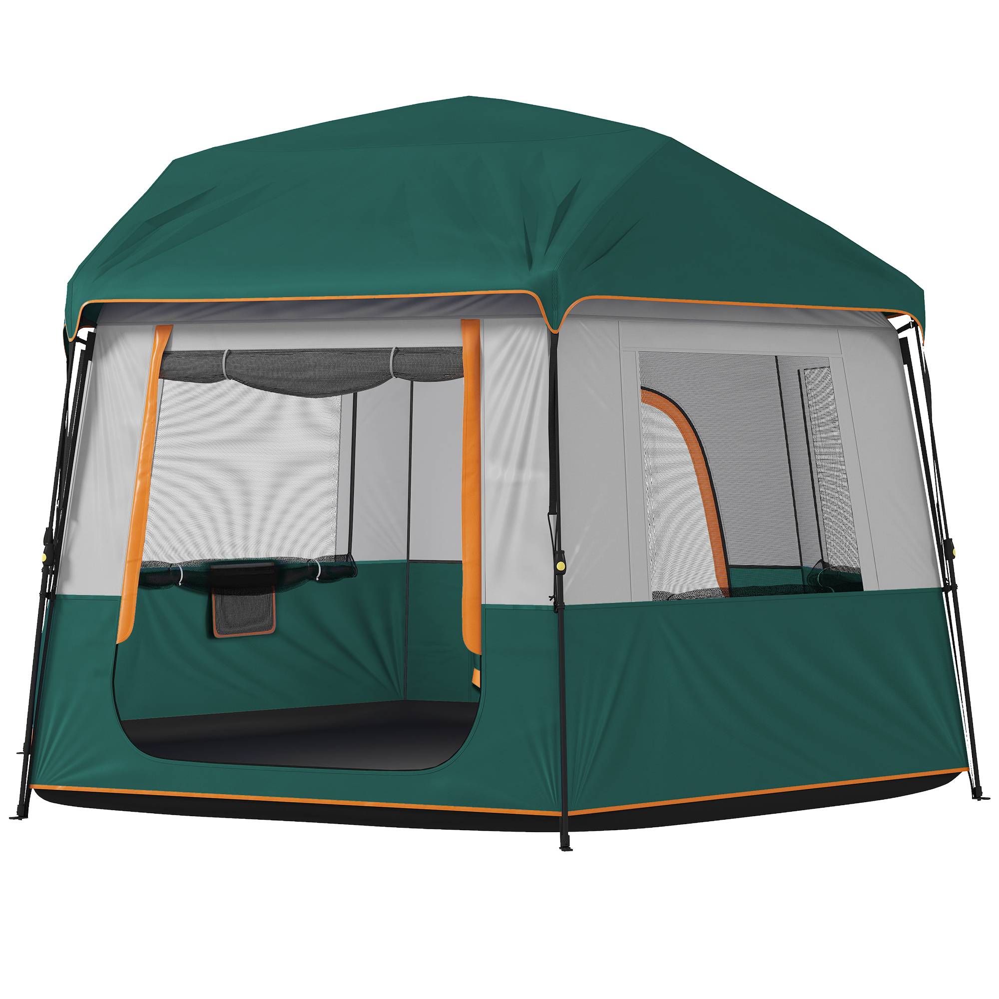 Sans Marque - Tente camping 4-6 pers., stable, 3000mm imperméable, familiale, toit amovible, UV30+, vert - Image 2