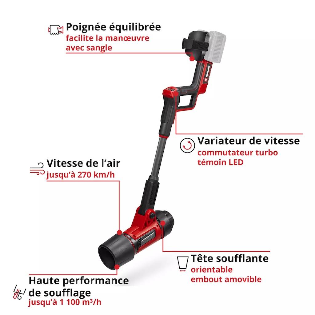 Einhell - Souffleur de feuilles sans fil – GP-LB 36/270 Li E BL-Solo – 36 V – 270 km/h – Débit 1.100 m³/h – Tête orientable Einhell - Image 3