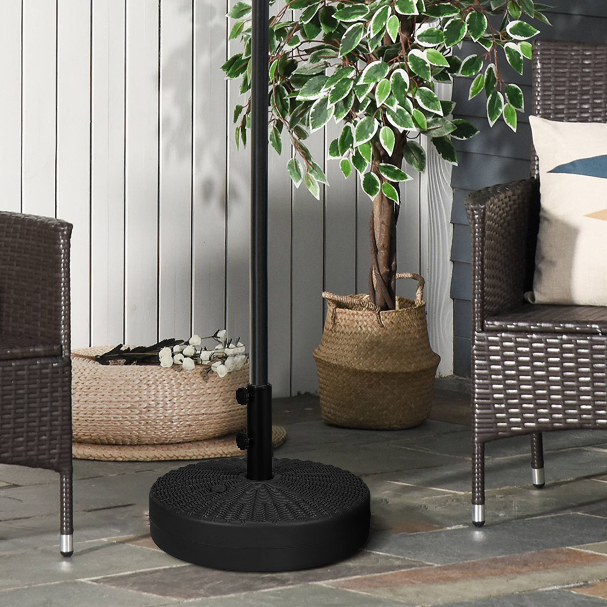 Pied parasol rond HDPE extérieur base à lester eau sable design rotin ...