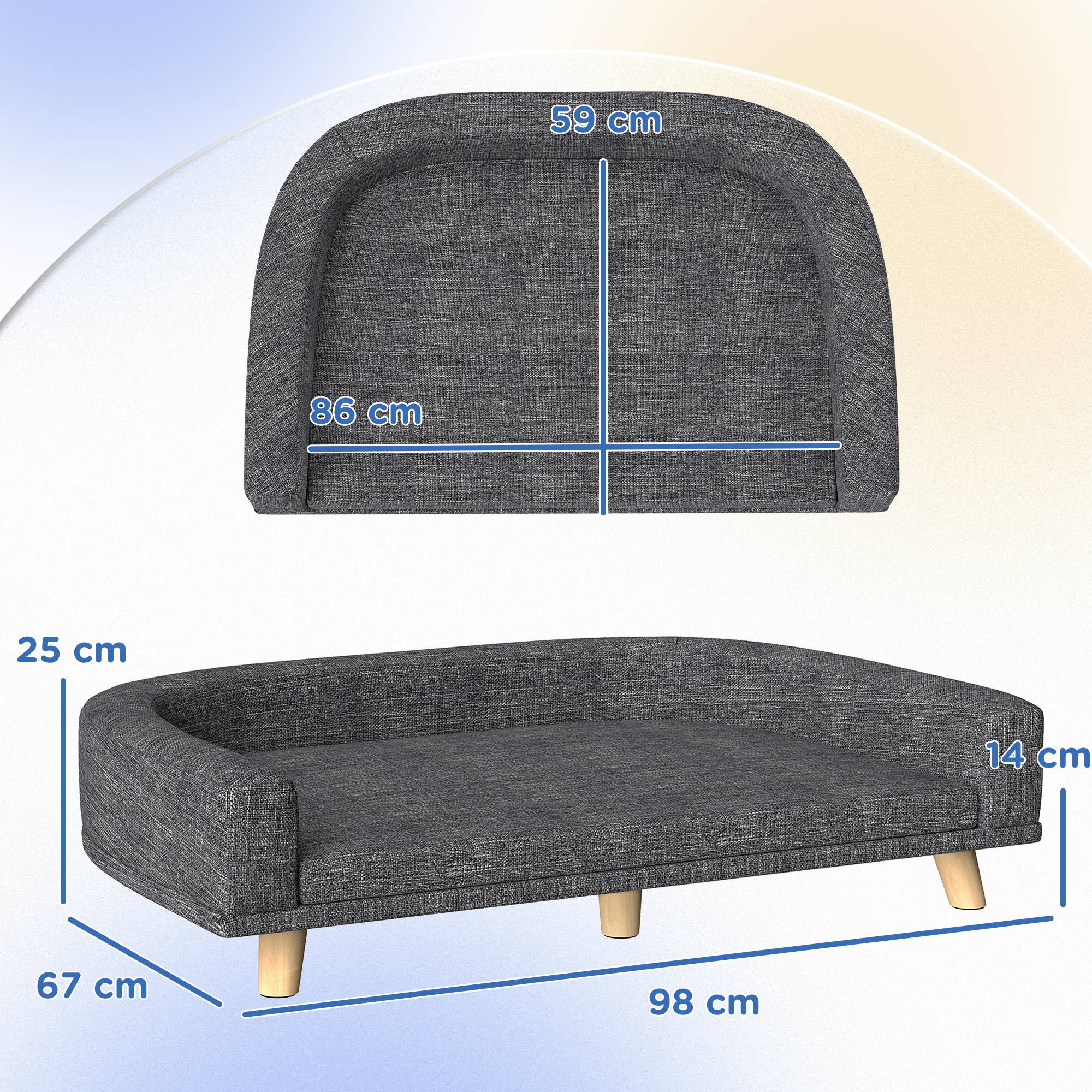 ComfortXL - Canapé chien surélevé polyester et bois 98 x 67 cm gris foncé grand chien couchage lavable - ComfortXL Outdoor Living - Image 4
