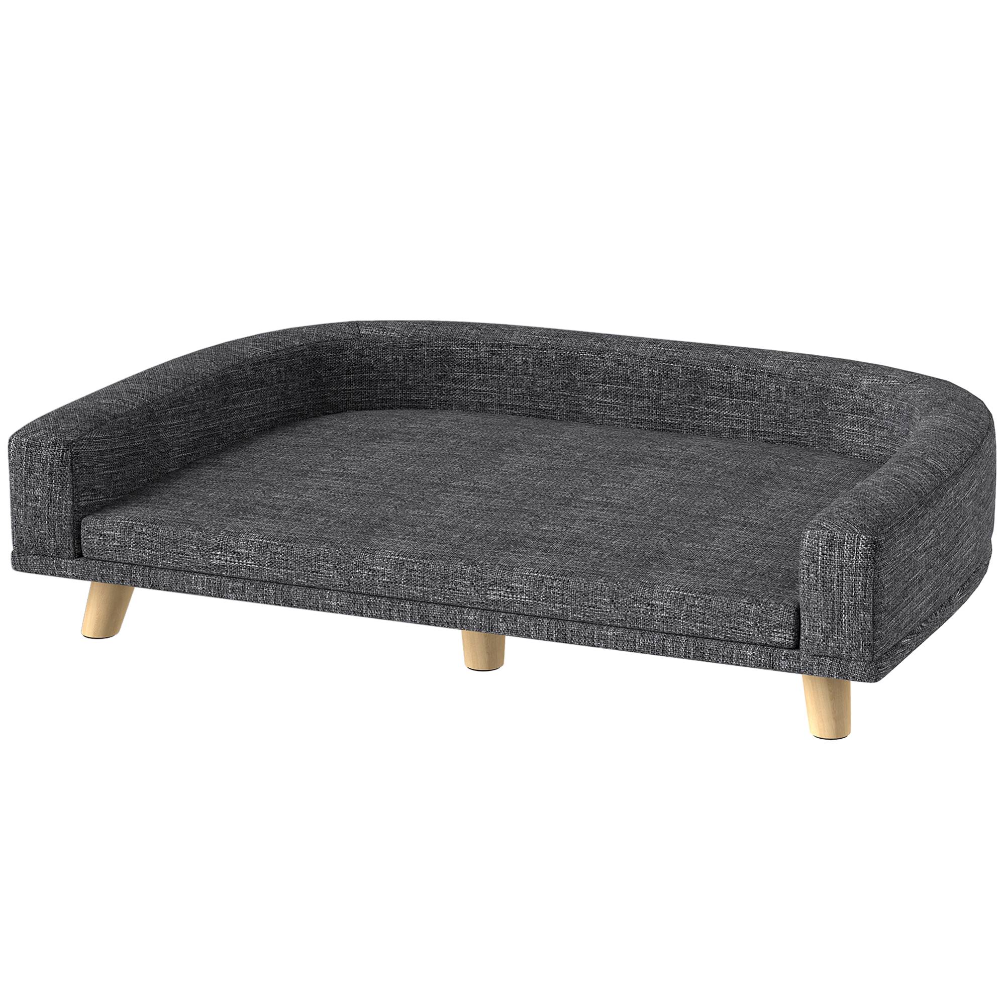 ComfortXL - Canapé chien surélevé polyester et bois 98 x 67 cm gris foncé grand chien couchage lavable - ComfortXL Outdoor Living - Image 1