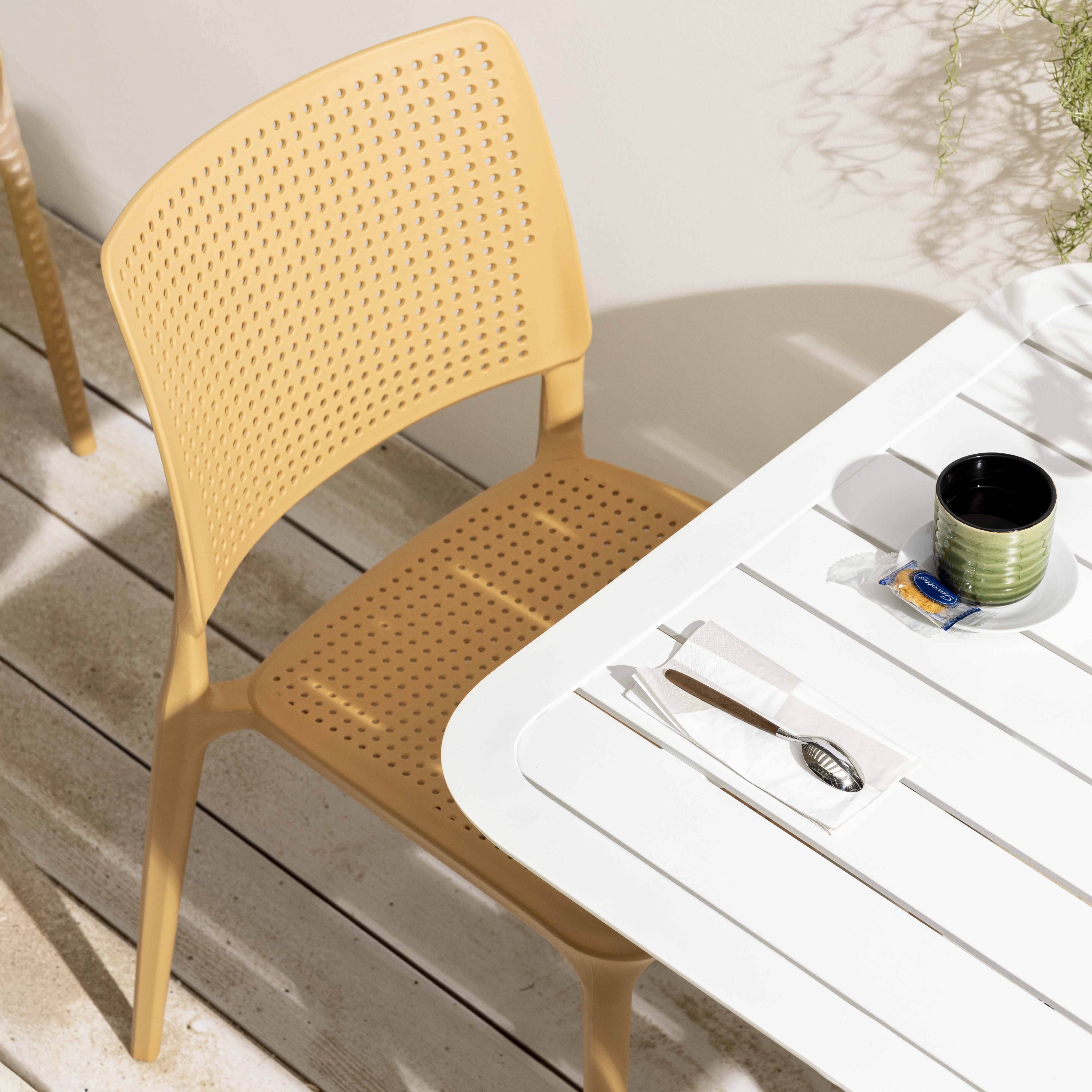 Oviala - Lot de 4 chaises de terrasse jaune clair en plastique Riga - Oviala - Image 3