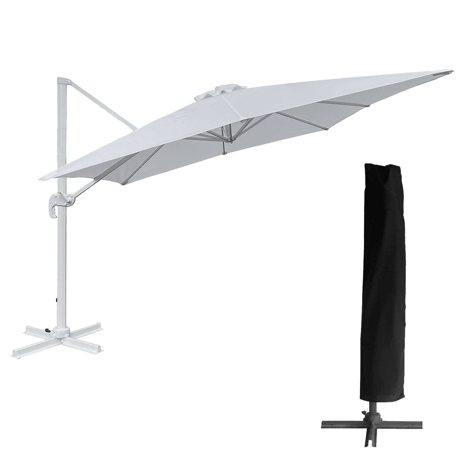 Happy Garden - Parasol déporté MOLOKAI carré 3x3m blanc + housse - HAPPY GARDEN - Image 1