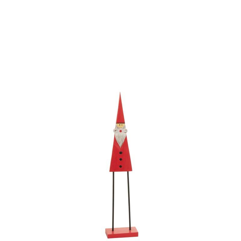 Père Noël sur pied en bois rouge 21x9x92 cm - J-Line - Image 2