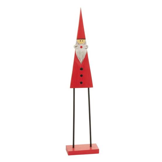 Père Noël sur pied en bois rouge 21x9x92 cm - J-Line - Image 1