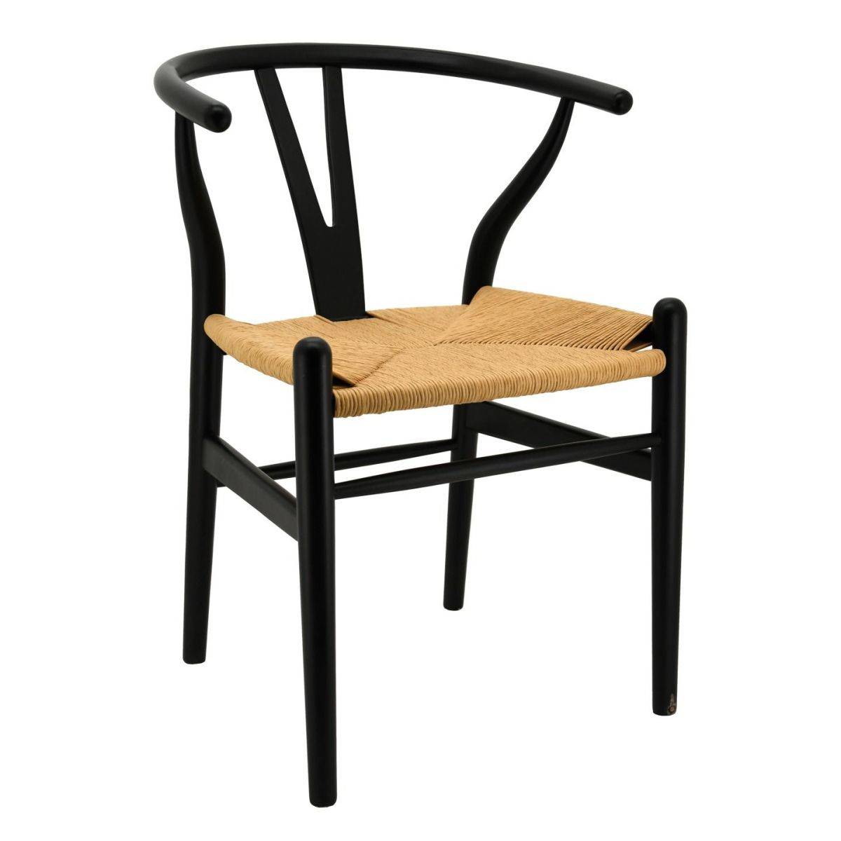 Aubry Gaspard - Chaise en bouleau laqué noir et papier cordé - Image 1