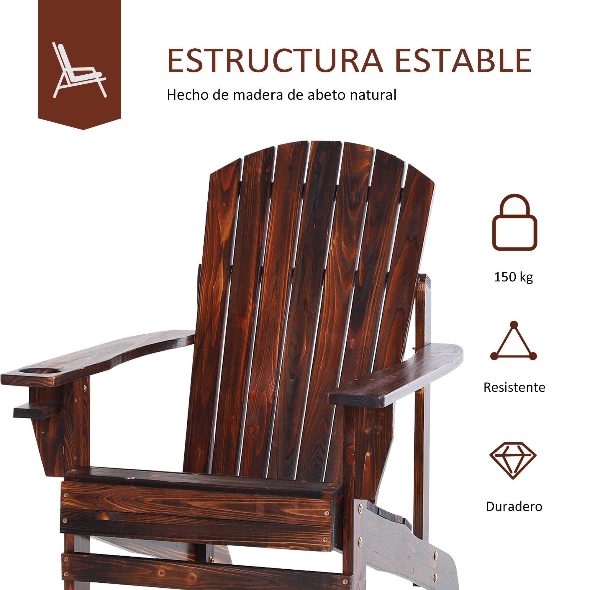 ComfortXL - Fauteuil Adirondack bois sapin terrasse Dossier haut et porte-gobelet 72x95x93cm Marron - ComfortXL Outdoor Living - Image 8