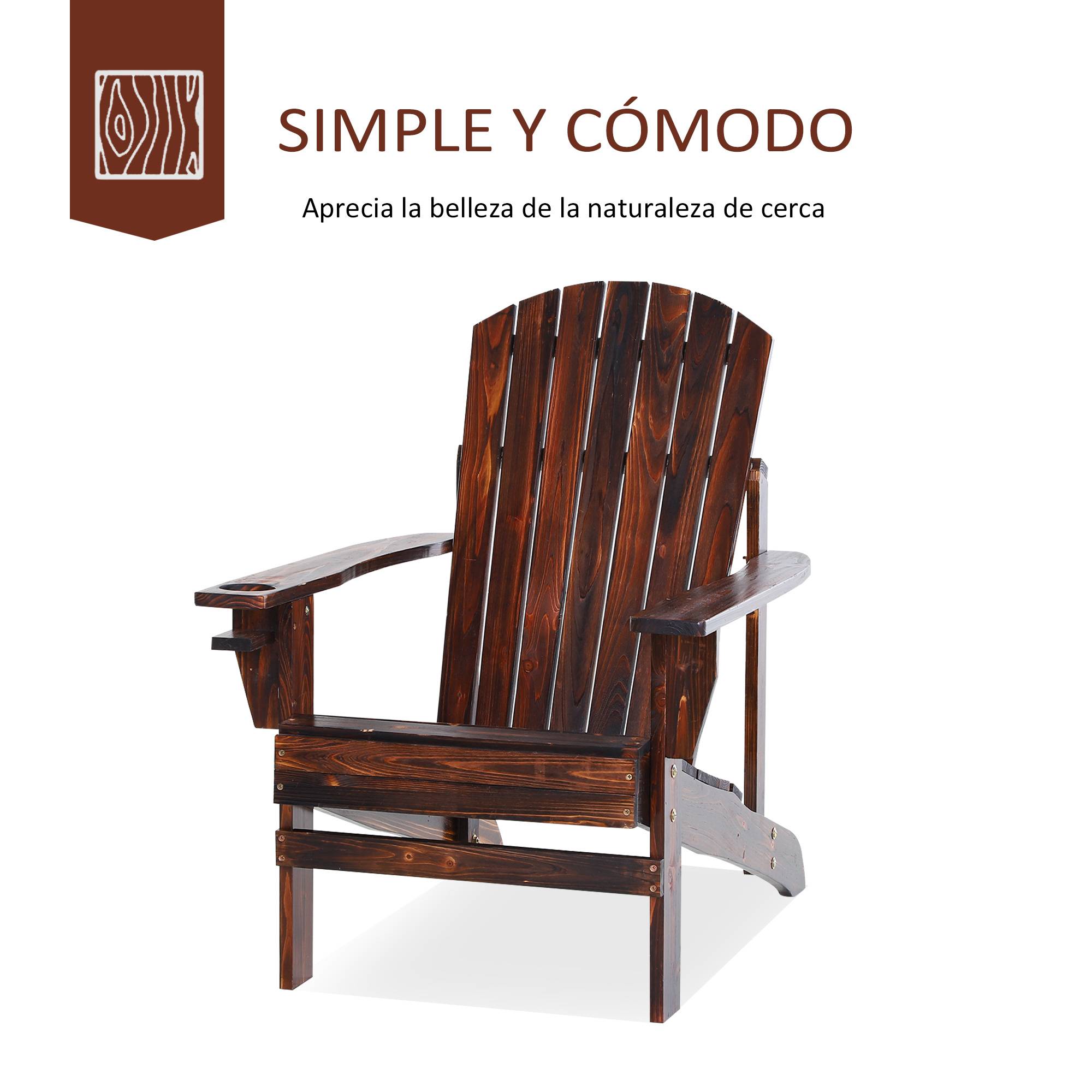 ComfortXL - Fauteuil Adirondack bois sapin terrasse Dossier haut et porte-gobelet 72x95x93cm Marron - ComfortXL Outdoor Living - Image 6