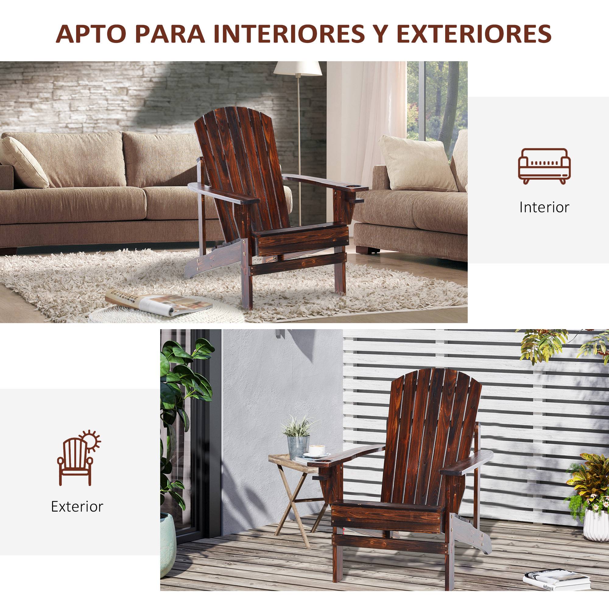 ComfortXL - Fauteuil Adirondack bois sapin terrasse Dossier haut et porte-gobelet 72x95x93cm Marron - ComfortXL Outdoor Living - Image 9