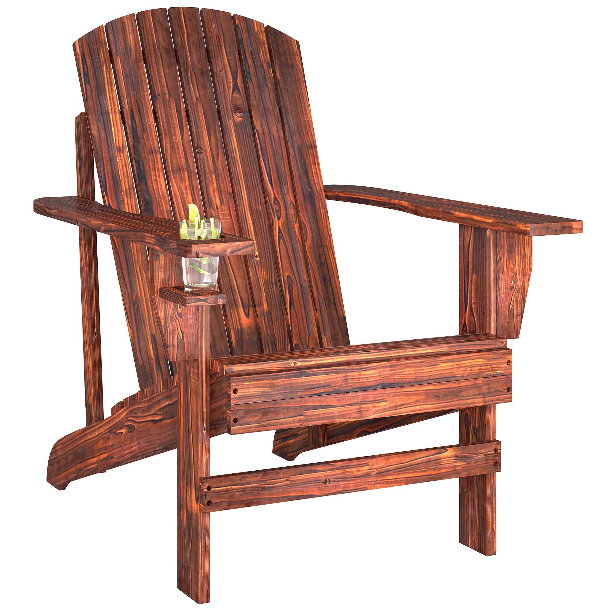 ComfortXL - Fauteuil Adirondack bois sapin terrasse Dossier haut et porte-gobelet 72x95x93cm Marron - ComfortXL Outdoor Living - Image 1