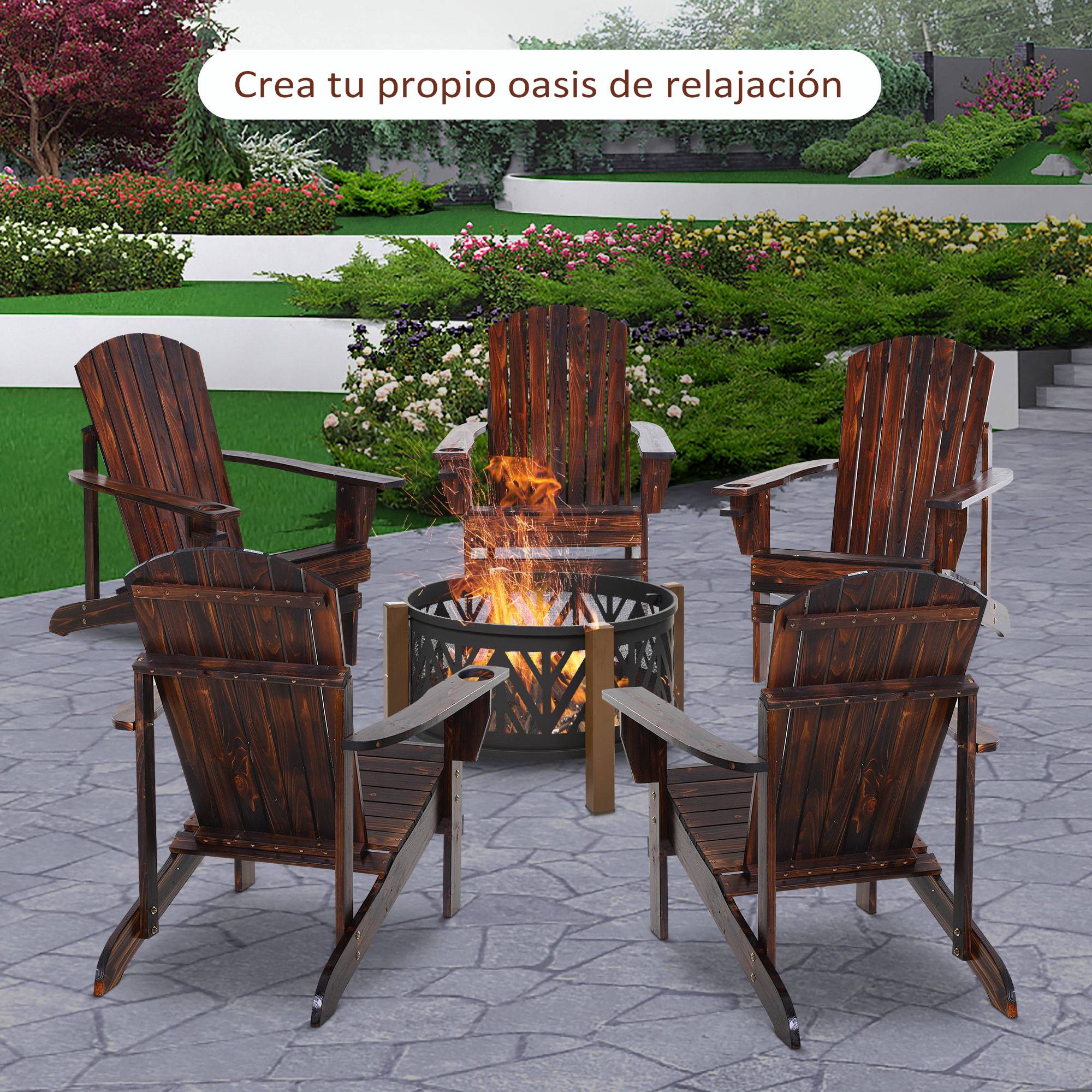 ComfortXL - Fauteuil Adirondack bois sapin terrasse Dossier haut et porte-gobelet 72x95x93cm Marron - ComfortXL Outdoor Living - Image 10
