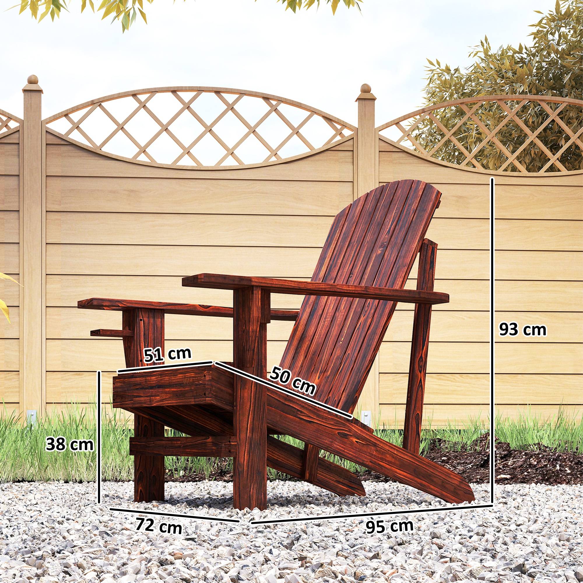 ComfortXL - Fauteuil Adirondack bois sapin terrasse Dossier haut et porte-gobelet 72x95x93cm Marron - ComfortXL Outdoor Living - Image 5