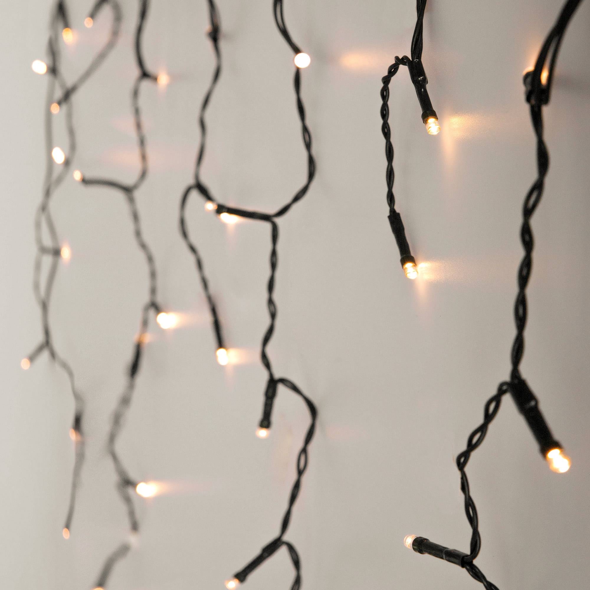 Ecd-Germany - Rideau lumineux avec 90 LED blanc chaud chaîne lumineuse décoration pluie glacée - Image 5