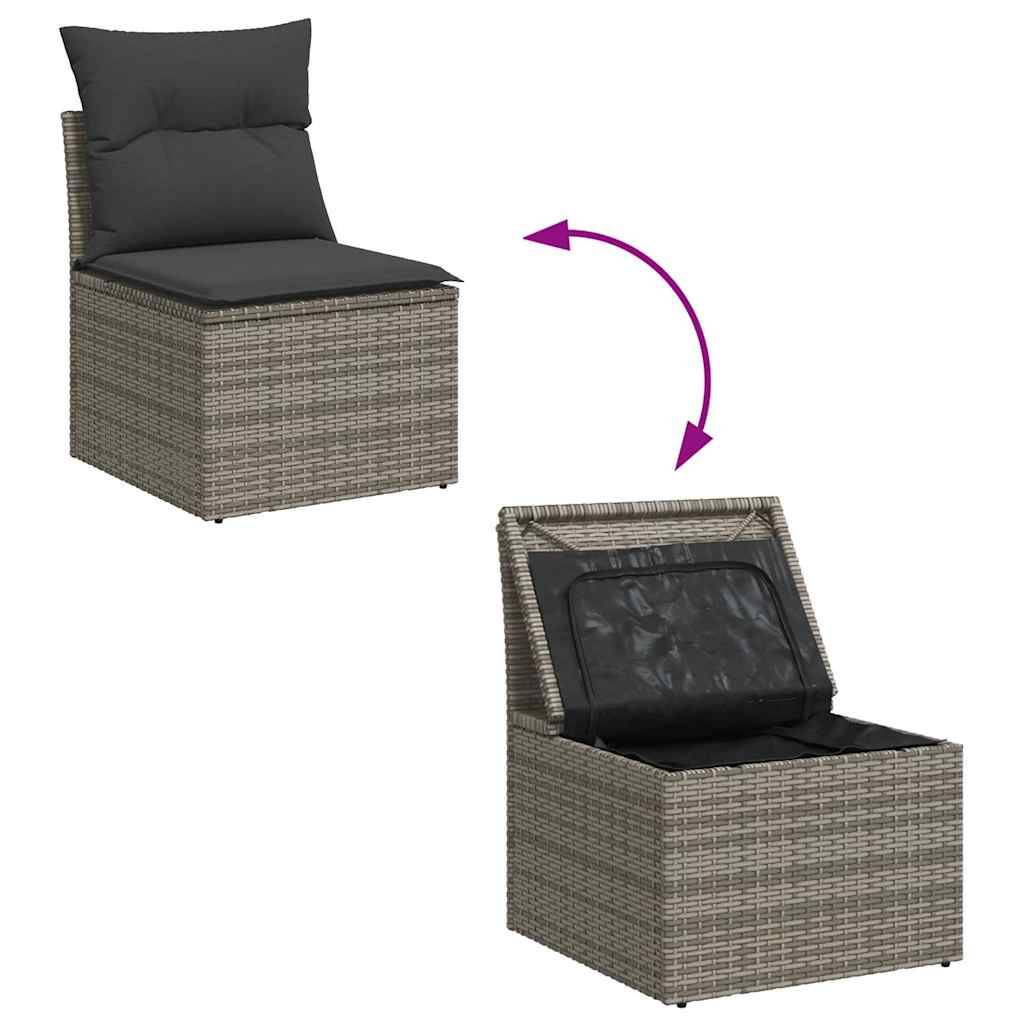Salon de jardin modulable 7 pcs résine tressée avec rangement intégré et table relevable gris – ComfortXL Outdoor Living - Image 7