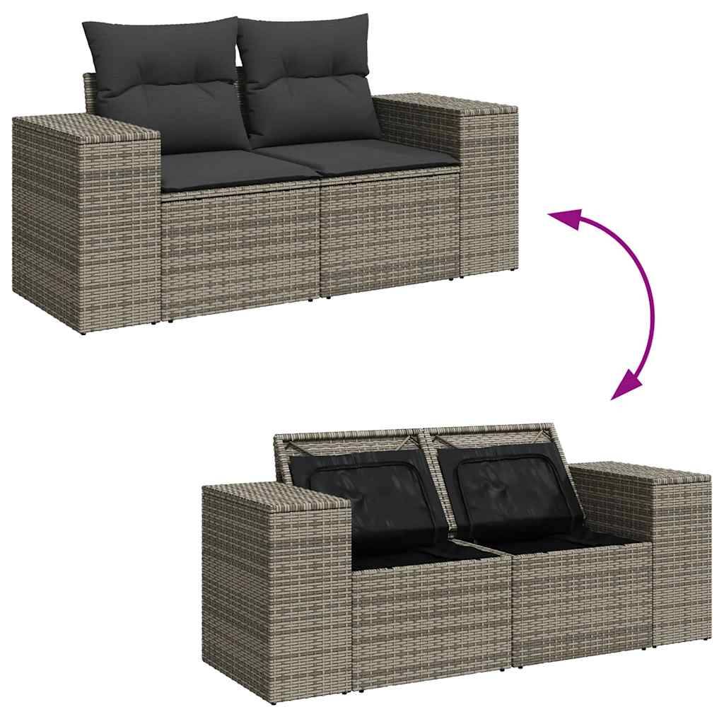Salon de jardin modulable 7 pcs résine tressée avec rangement intégré et table relevable gris – ComfortXL Outdoor Living - Image 6