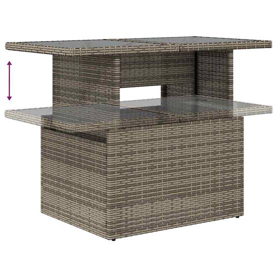 Salon de jardin modulable 7 pcs résine tressée avec rangement intégré et table relevable gris – ComfortXL Outdoor Living - Image 8