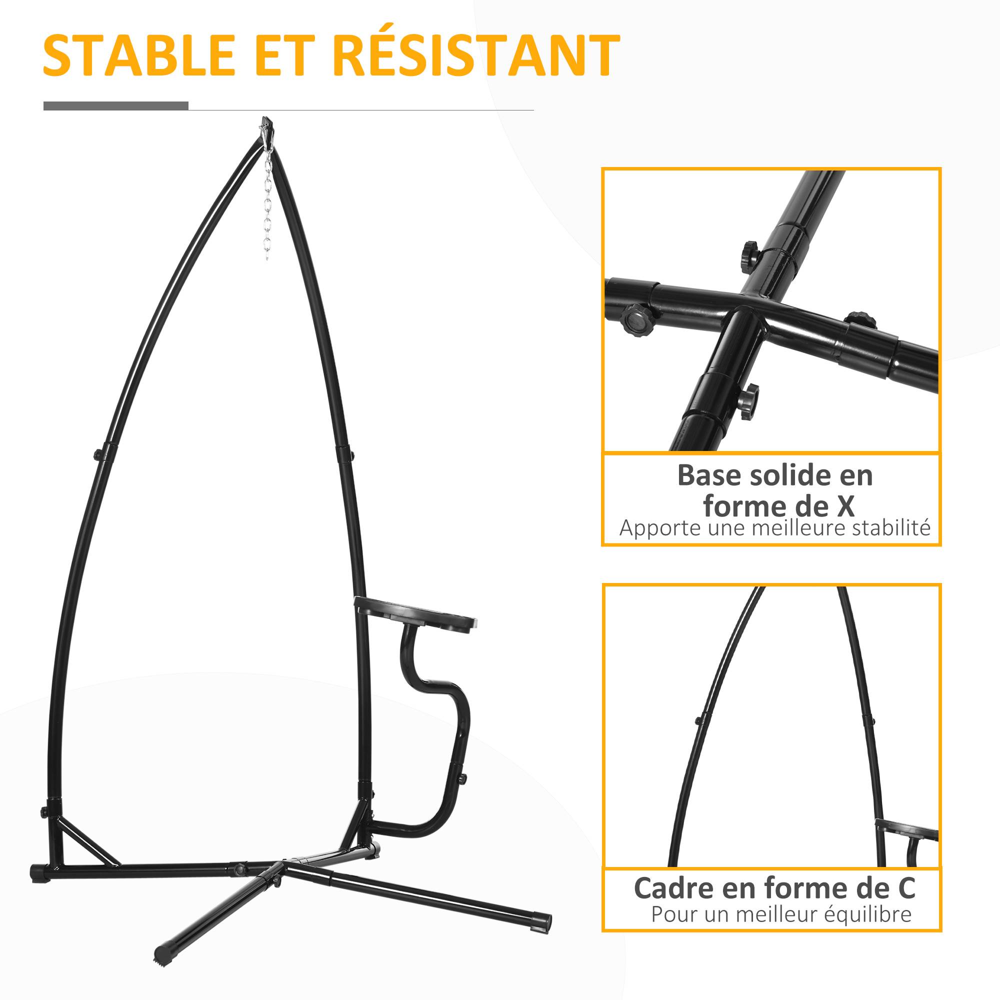 Support pour Fauteuil Suspendu - Pied Fauteuil Suspendu - Tablette réglable Incluse - max 120 Kg - Image 6