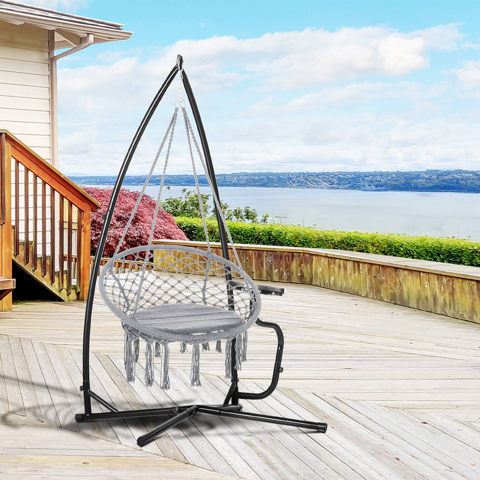 Support pour Fauteuil Suspendu - Pied Fauteuil Suspendu - Tablette réglable Incluse - max 120 Kg - Image 3
