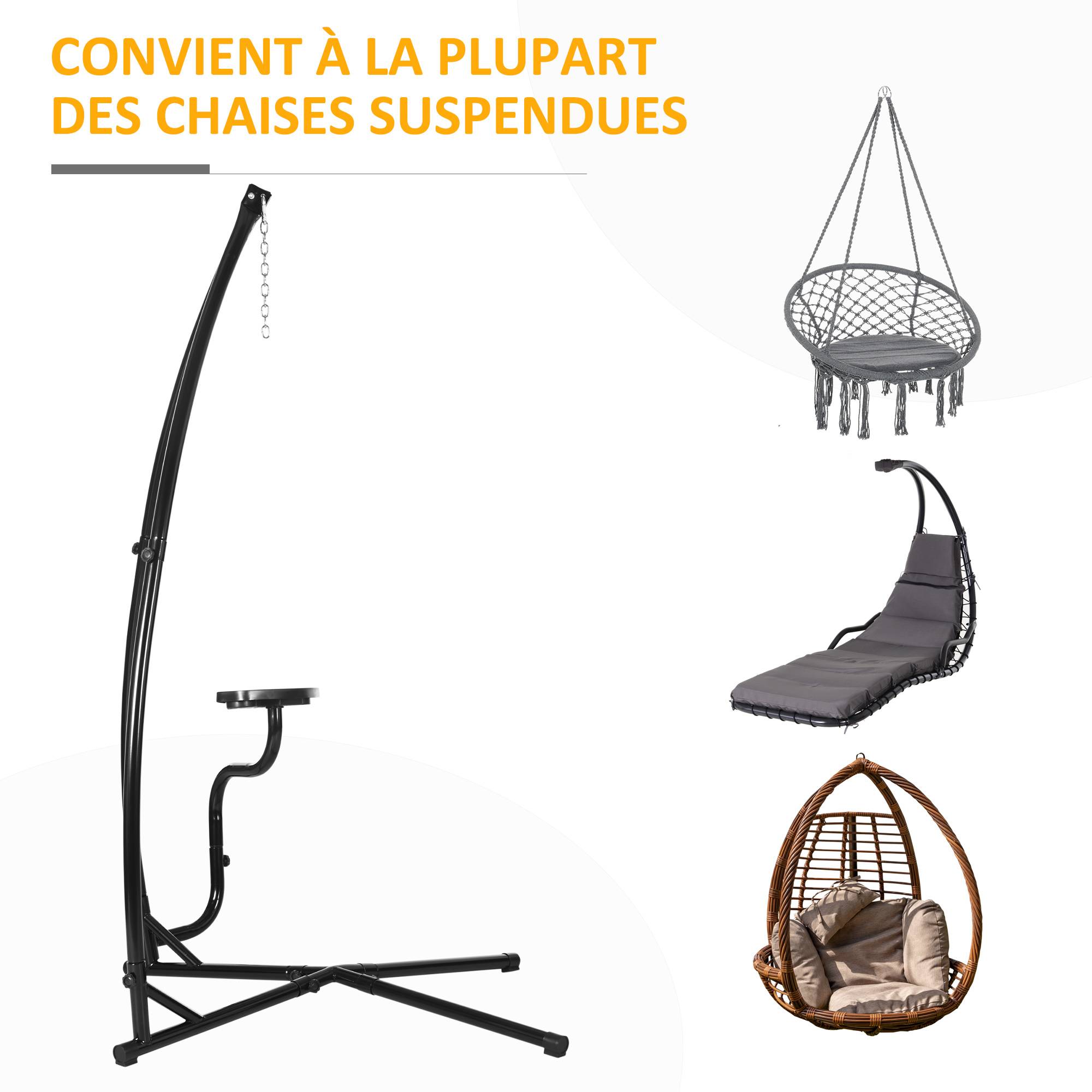 Support pour Fauteuil Suspendu - Pied Fauteuil Suspendu - Tablette réglable Incluse - max 120 Kg - Image 9