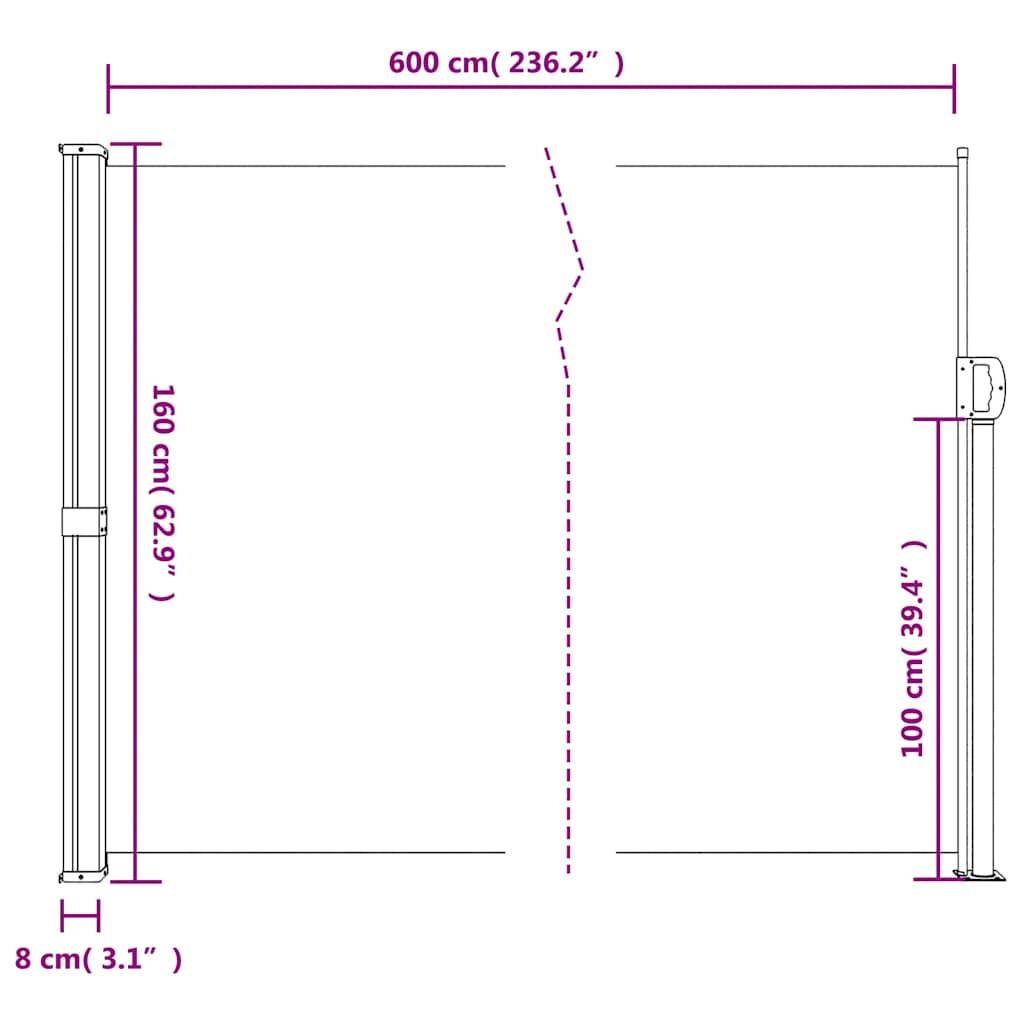Store latéral rétractable polyester taupe 160 x 600 cm - PANGIVO - Image 10