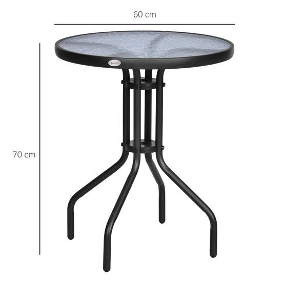 Table de jardin ronde Ø60x70 cm en métal, résistante aux intempéries, motif ondulé, table d’extérieur balcon et camping, noire - Image 5