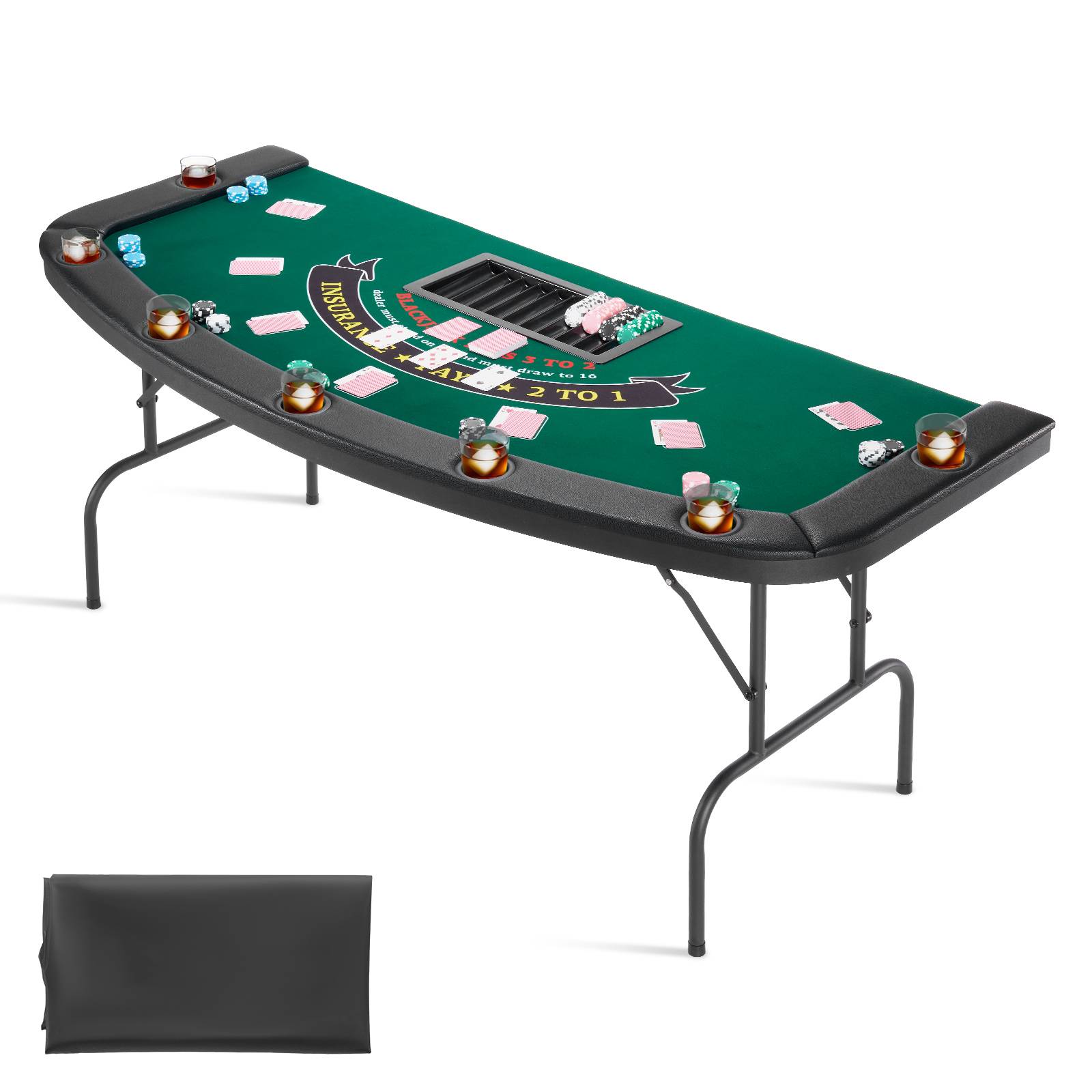 Vevor - VEVOR Table de Poker Pliable de 183 cm pour 7 Joueurs Casino Texas Hold'em - Image 1