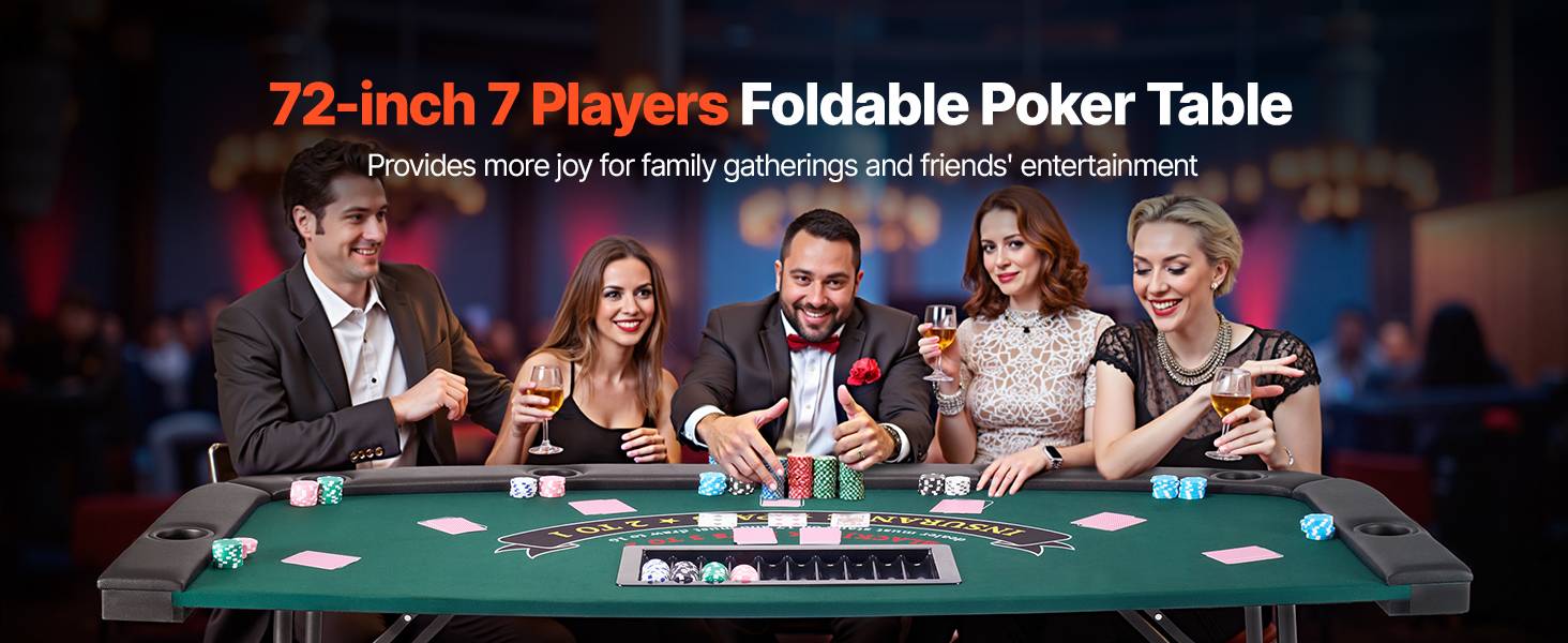 Vevor - VEVOR Table de Poker Pliable de 183 cm pour 7 Joueurs Casino Texas Hold'em - Image 9